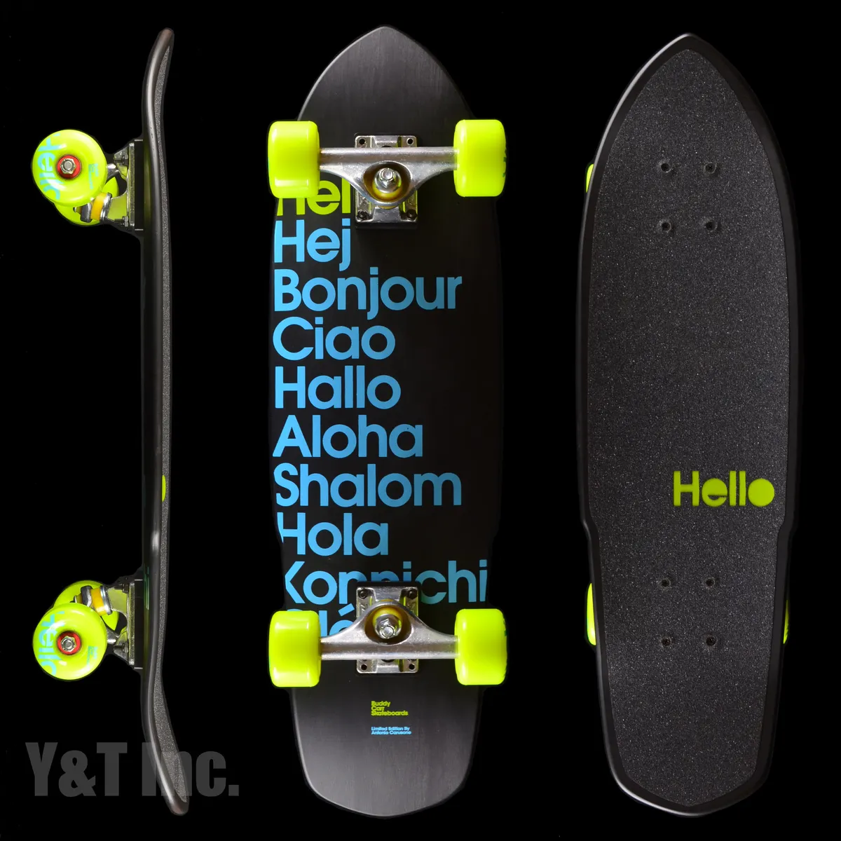 バディーカースケートボード ハロー ブラックエディション 全体画像